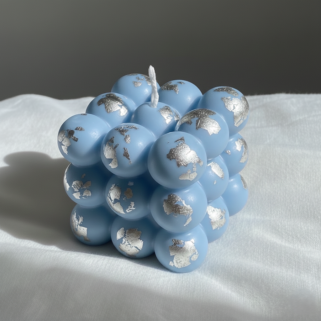 Silver Flakes Bubble Scented Candle by Sarang