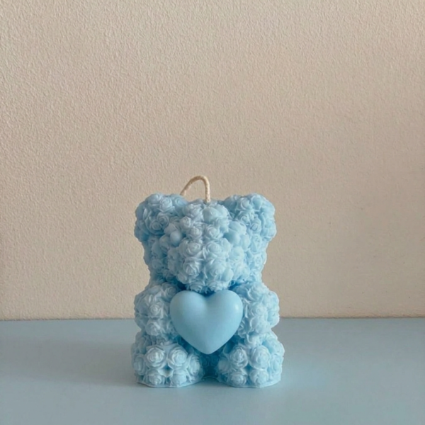 Teddy Bear Rose Candle with Heart | Sarang