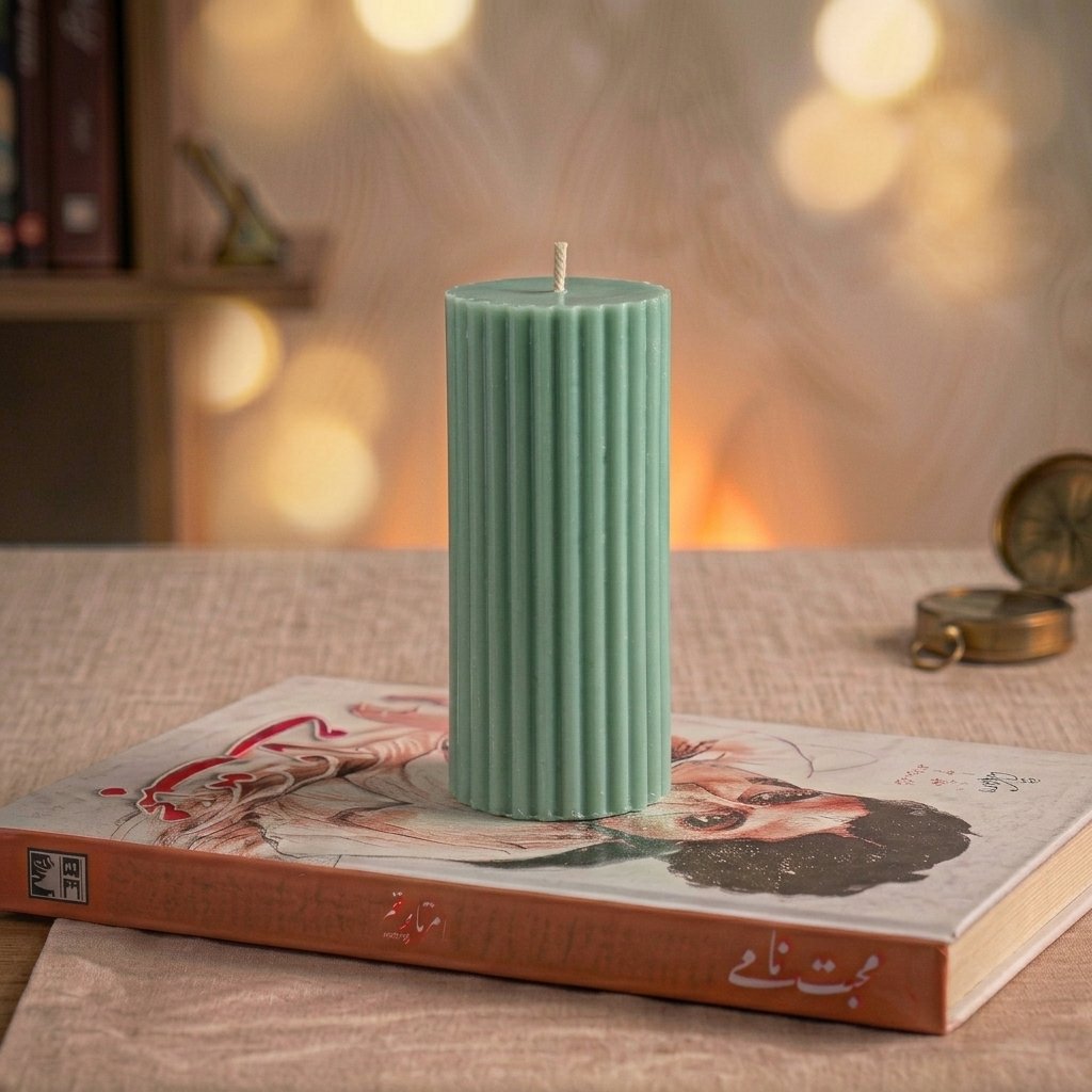 Ribbed Pillar Scented Candle – Elegant Decorative Candle for Home Décor | Sarang
